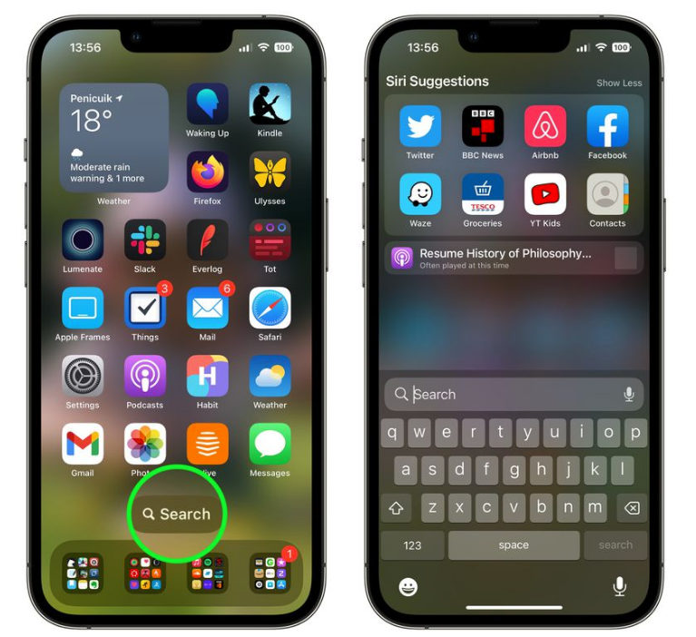 宁夏苹果手机维修分享升级到 iOS 16 后，如何删除主屏幕上的搜索按钮 