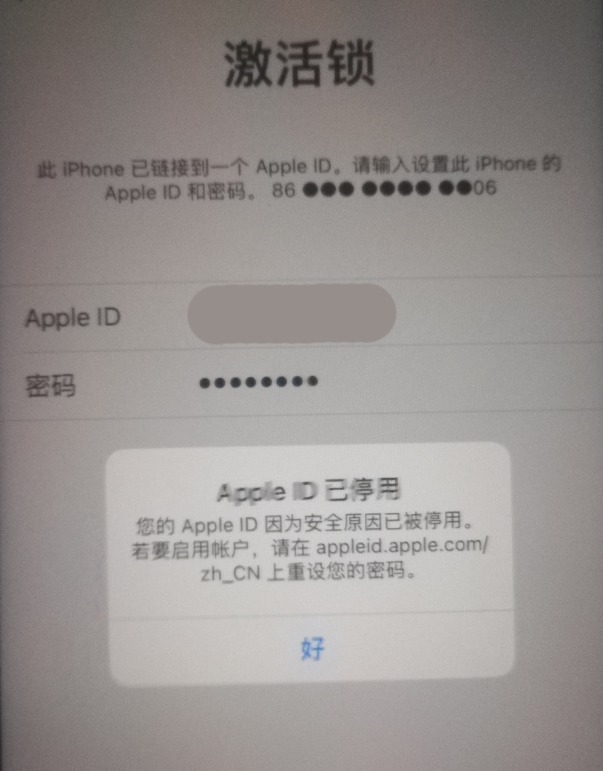 宁夏苹果手机维修分享iPhone 12 出现提示“Apple ID 已停用”怎么办 