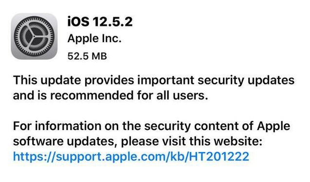 宁夏苹果手机维修分享iOS12.5.2发布，建议所有老苹果用户安装 